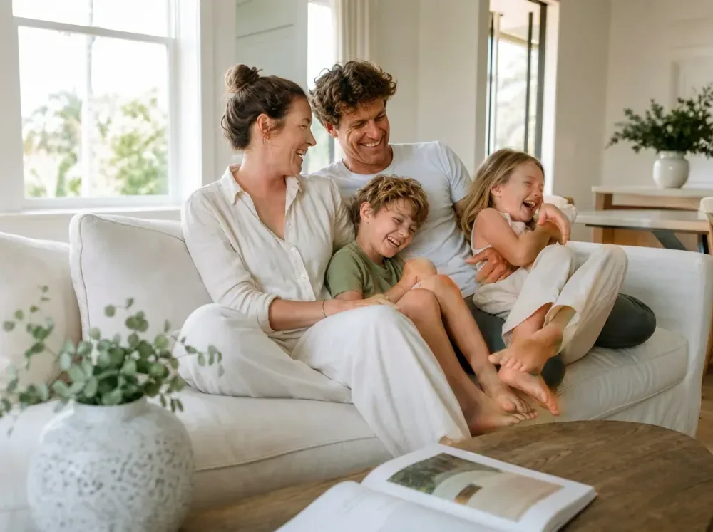Happy Florida family relaxing together at home