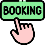 Hand tapping booking button to schedule a professional cleaning with Captain Duster