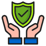 Shield and hands icon representing our cleaning service damage protection guarantee